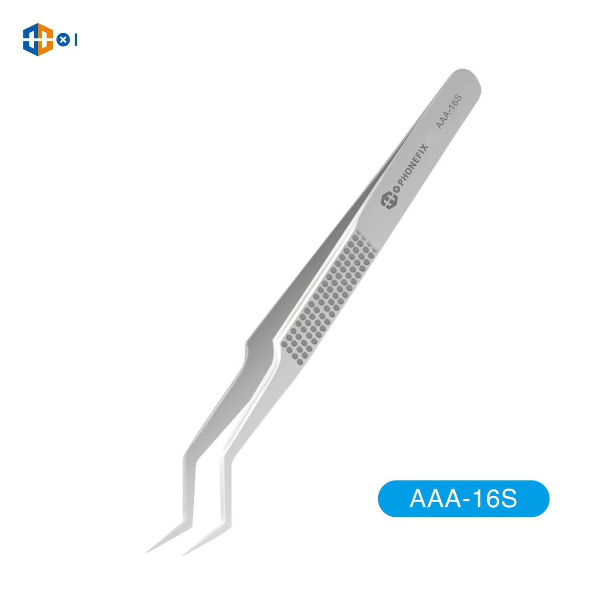 PHONEFIX stainless steel anti-static precision pointed tweezers for delicate electronic component removal.