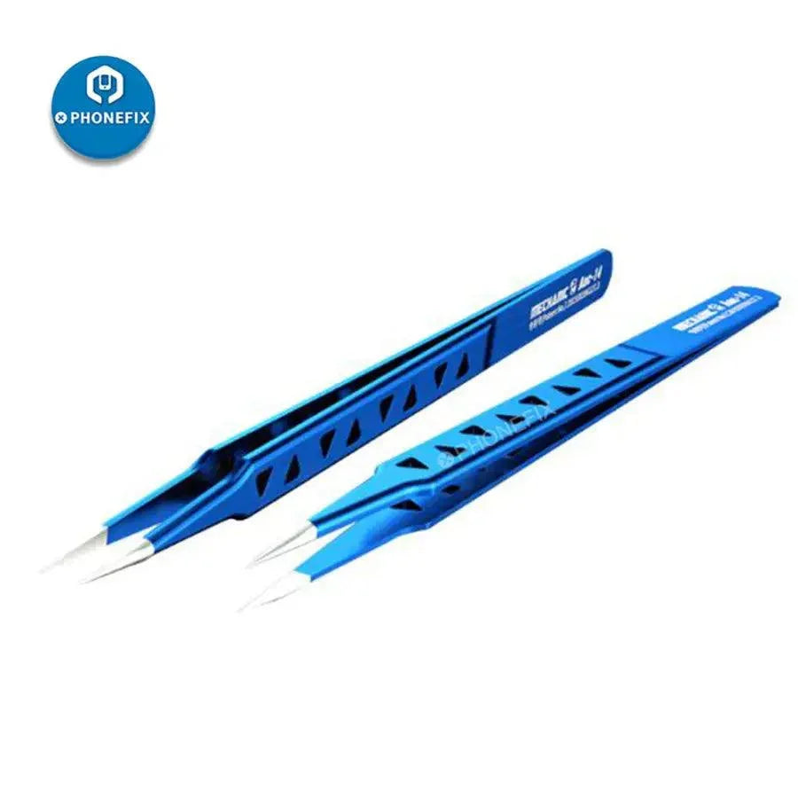 PhoneFix AAC-14 hollow heat-dissipating tweezers, precision mechanic removal tool for electronic components, shown on white background.