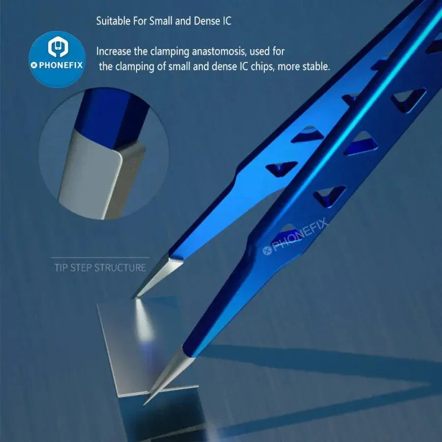 PHONEFIX AAC-14 Hollow Heat-Dissipating Tweezers, precision tool for phone repair, with heat-dissipating design and ergonomic handles.