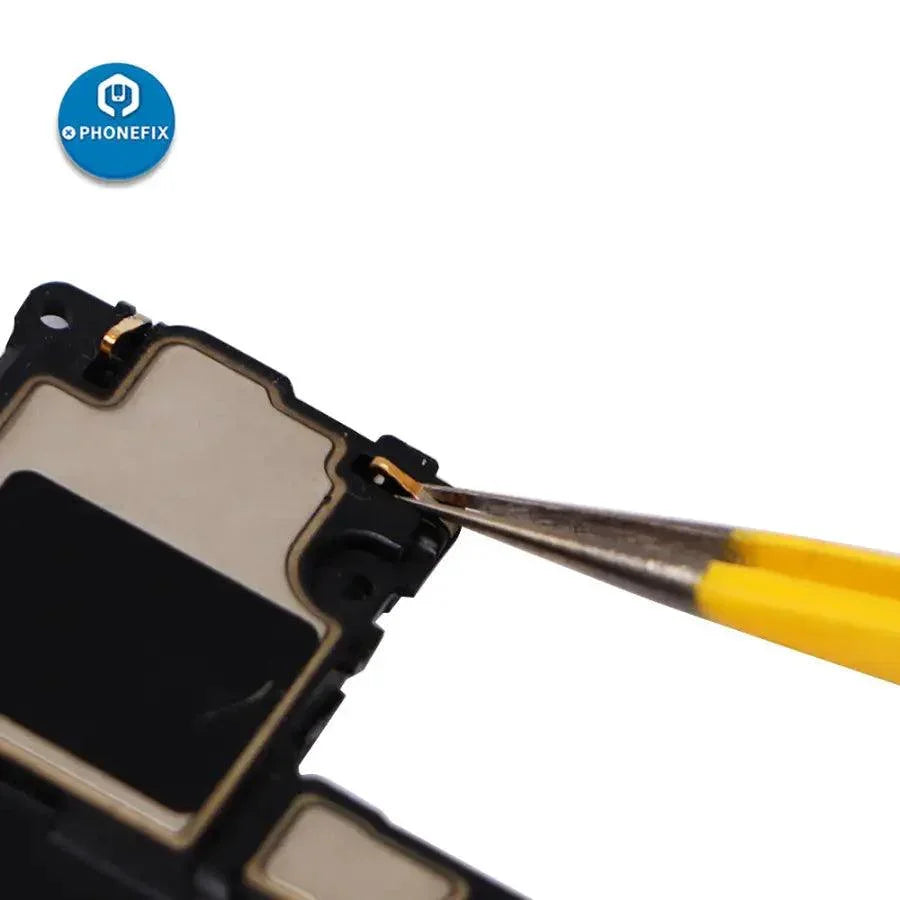 Kit de pinces antistatiques en acier inoxydable de PHONEFIX pour le soudage et la réparation de circuits imprimés, comprenant des pointes de précision pour les travaux électroniques.