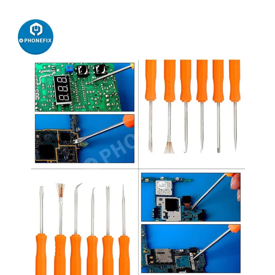 PhoneFix double-sided soldering assist aid repair tool with two precision tweezers for electronics repair and soldering tasks.