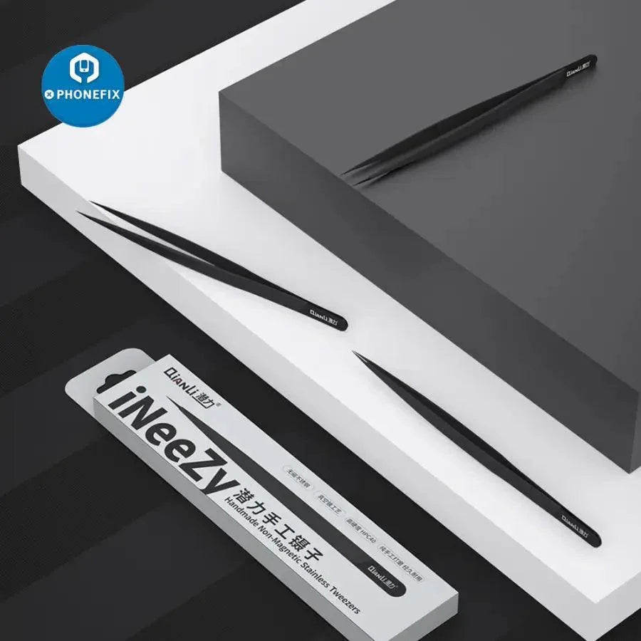Qianli Handmade Polished Stainless Steel Manual Tweezers, precision tool for phone repair and electronic work.