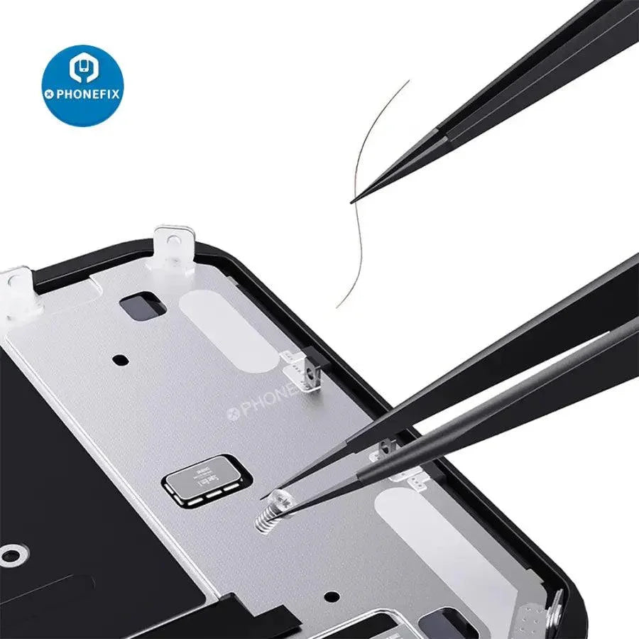 Qianli Ineezy non-magnetic stainless steel tweezers for jump wire removal, PHONEFIX brand, precision electronic repair tool