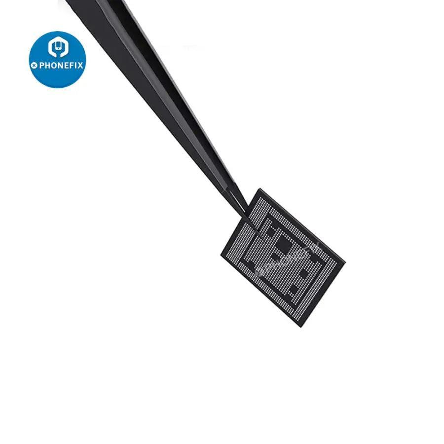 Qianli Ineezy non-magnetic stainless steel tweezers for jump wire removal, PHONEFIX brand, precision tool for electronics repair.