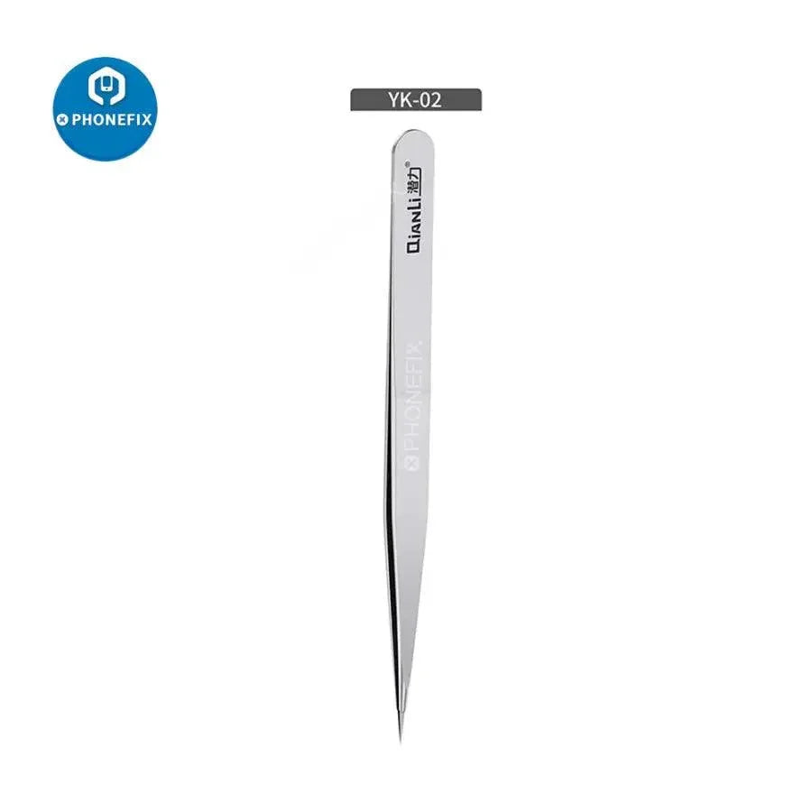 Qianli Ineezy non-magnetic stainless steel tweezers for jump wire removal, PHONEFIX precision electronics repair tool