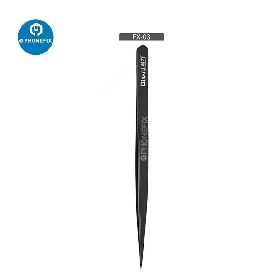 Qianli Ineezy non-magnetic stainless steel tweezers for jump wires, PHONEFIX brand, precision tool for electronics repair.