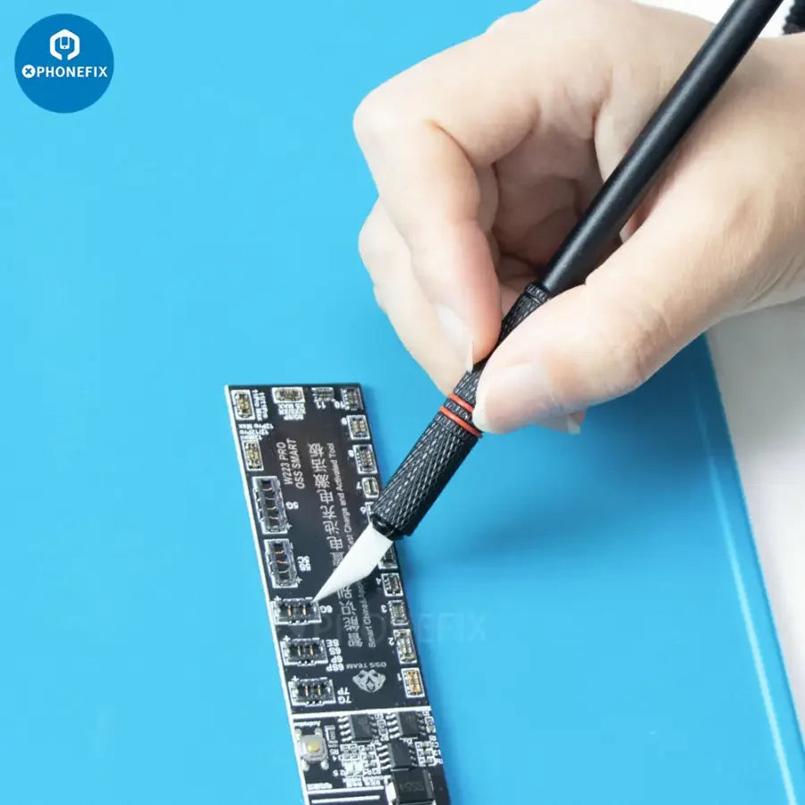 PhoneFix ceramic scraper blade for CPU BGA IC glue removal, precision tool for removing chips and adhesive from circuit boards.