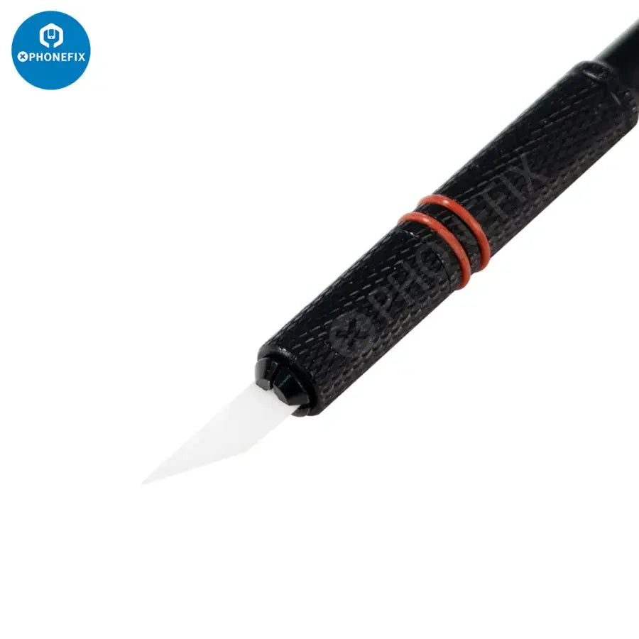 PhoneFix ceramic scraper blade for CPU and BGA IC glue removal, designed as a precision knife for electronics repair.