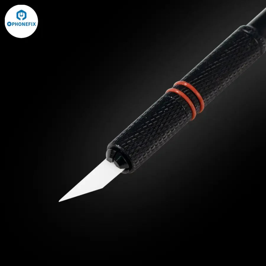 PhoneFix ceramic scraper blade for CPU BGA IC glue removal, precision tool for electronic component desoldering.