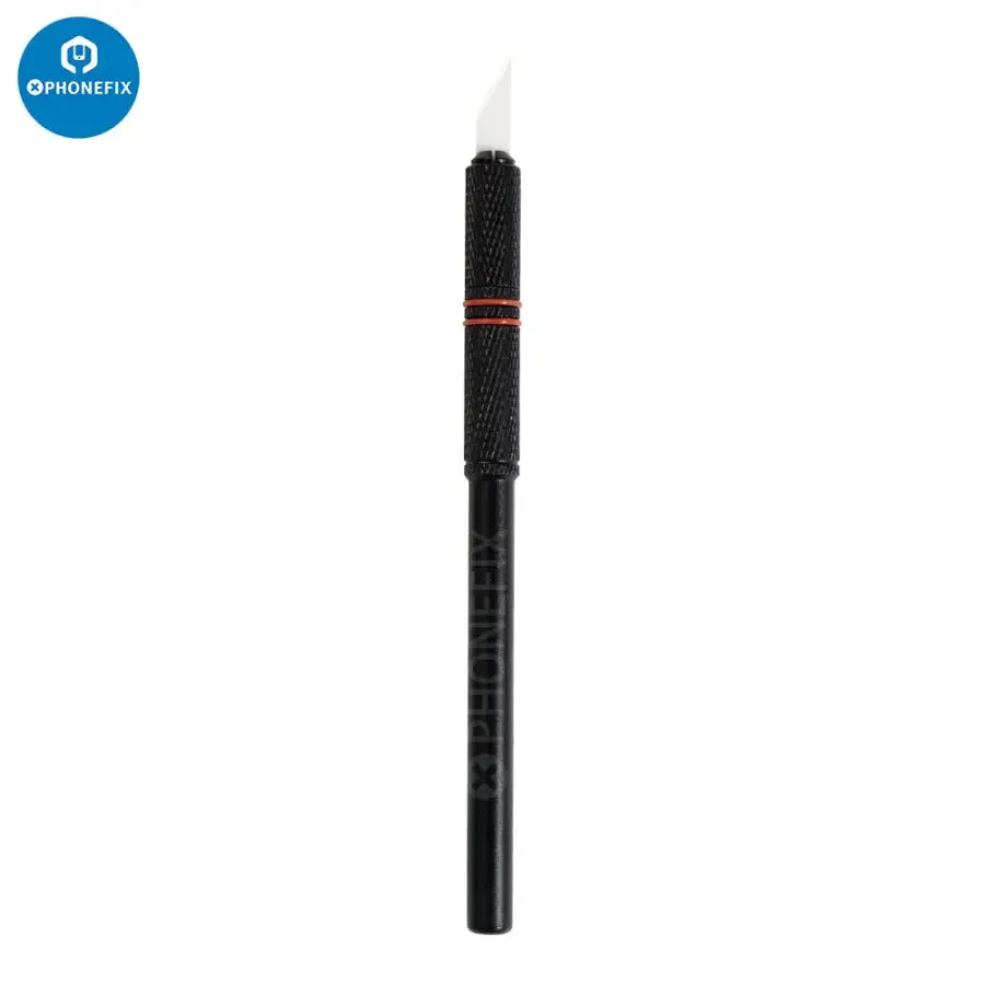 PhoneFix ceramic scraper blade for CPU BGA and IC glue removal, designed as a precision knife for electronics repair.
