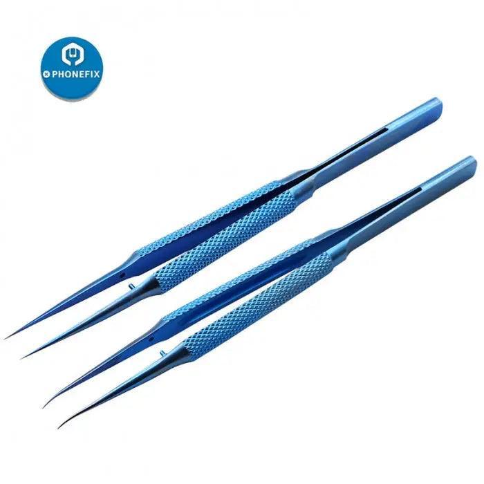 Titanium alloy precision tweezers for phone fingerprint repair, ideal for iPhone jump wire removal and electronics repair by PHONEFIX