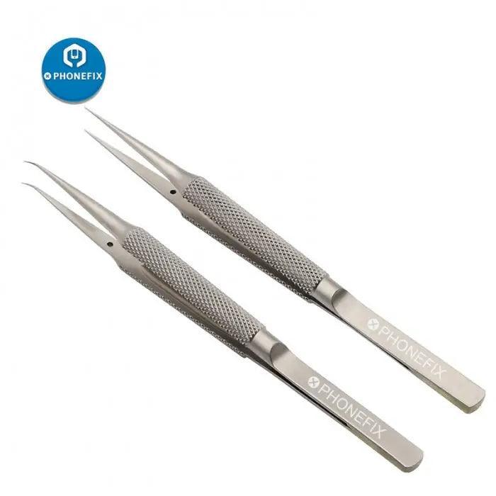 Titanium alloy precision tweezers for iPhone fingerprint repair, PHONEFIX remove tool, ideal for electronics and phone repair work.