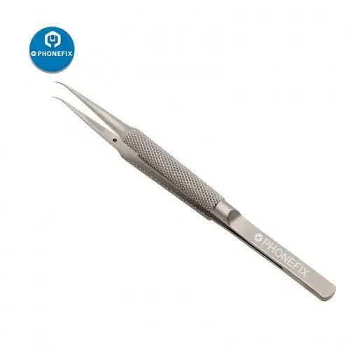 Titanium alloy precision tweezers by PHONEFIX for iPhone fingerprint jump wire repair, featuring fine tips for delicate electronic work
