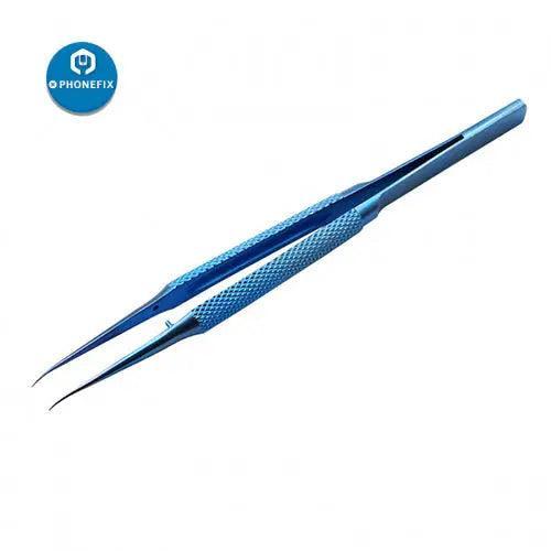 Titanium alloy precision tweezers for iPhone fingerprint jump wire repair, designed for delicate phone repair tasks.