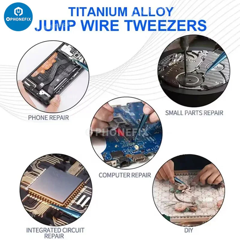 PHONEFIX titanium alloy precision tweezers for iPhone fingerprint jump wire repair, remove tool for delicate electronic work