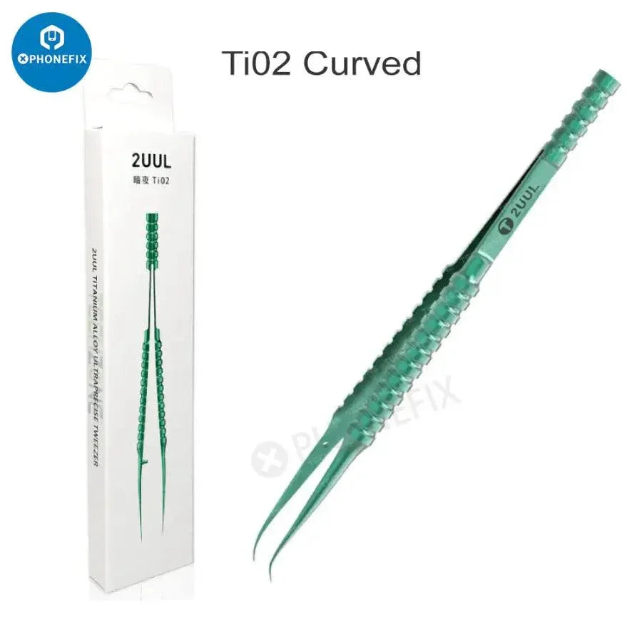 Ultra-precision titanium alloy fingerprint tweezers by PHONEFIX, designed for delicate electronics and fingerprint removal tasks.