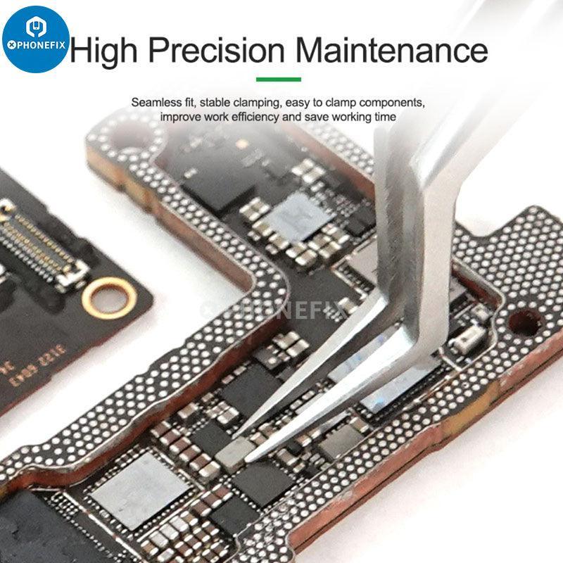 RELIFE RT 11C 15C titanium alloy tweezers for PCB and IC jump wire removal, perfect for electronics repair.