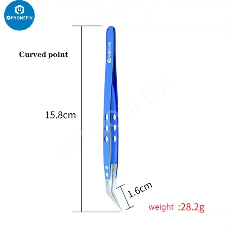 Phonefix Mijing ceramic tweezers with stainless steel handle, straight and curved tips for precise removal and delicate tasks.