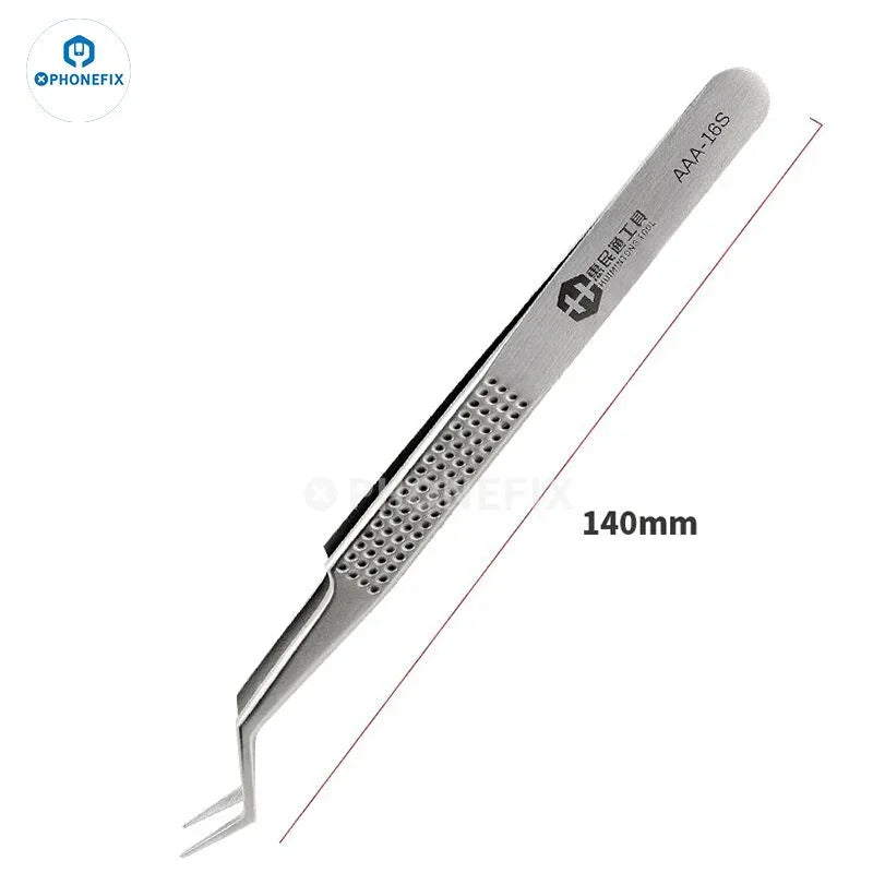 Stainless steel 3D tweezers for phone and jewelry repair, PHONEFIX 2UUL long tweezer removal tool, precise and durable.