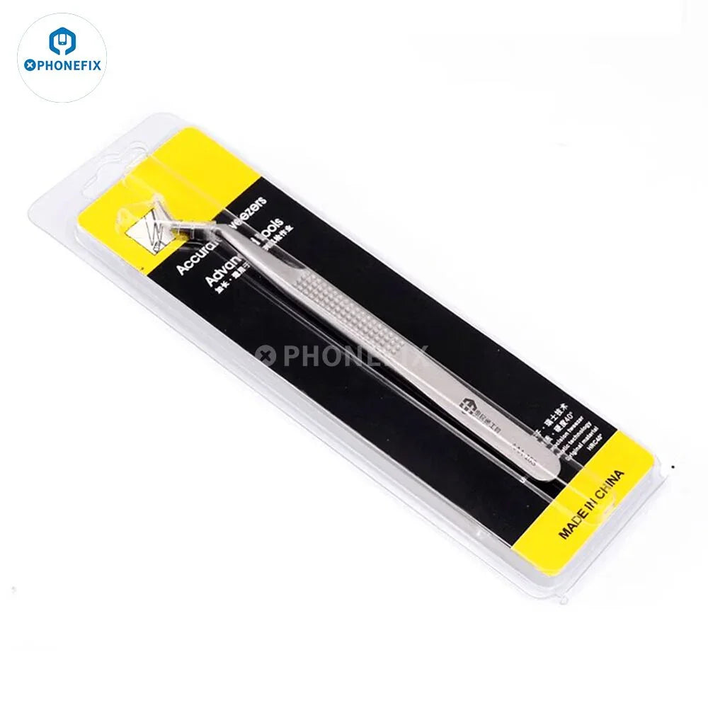 Stainless steel 3D tweezers for phone and jewelry repair, PHONEFIX long tweezers with precision tips for detailed work.
