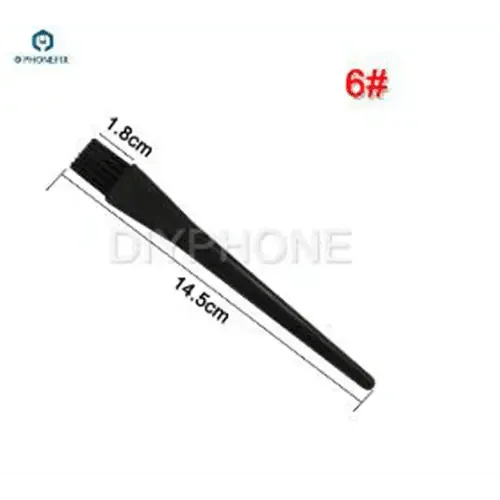 Set of 8 black anti-static ESD cleaning brushes for PCB and phone repair by PHONEFIX, ideal for BGA and electronics cleaning.