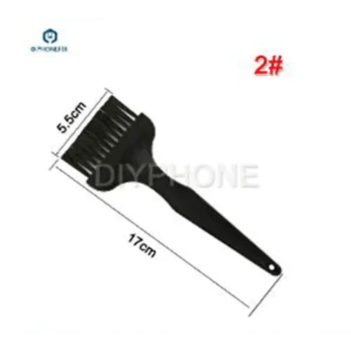 Set of 8 black anti-static ESD cleaning brushes for phone and PCB repair by PHONEFIX, ideal for BGA and electronic component cleaning.