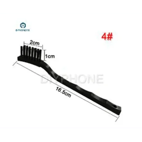 Set of 8 black anti-static ESD cleaning brushes for PCB and phone repair, ideal for BGA and electronic device cleaning by PHONEFIX.