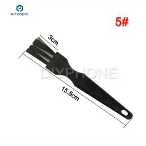 Set of 8 black anti-static ESD cleaning brushes for PCB and phone repair by PHONEFIX, ideal for BGA and electronic component cleaning.