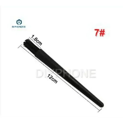 Eight black anti-static ESD cleaning brushes for PCB and phone repair, universal hand tool set by PHONEFIX.