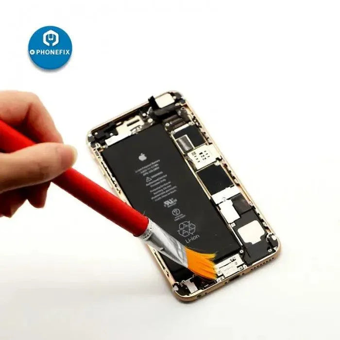 PhoneFix ESD safe brush with wooden handle for soft dust cleaning on phones and PCs, ideal for electronics maintenance.