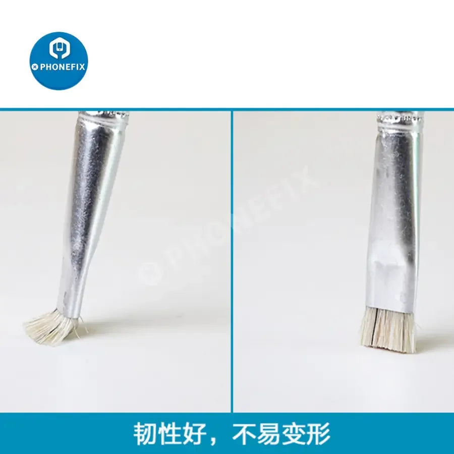PHONEFIX SS-022B Safe Brush dual-head PCB cleaning tool for mobile repair, shown with ergonomic handle and cleaning heads.