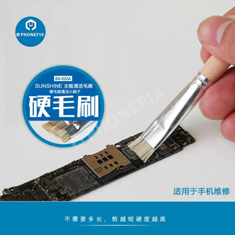 PHONEFIX SS-022B Safe Brush dual-head PCB cleaning tool for mobile repair, universal hand tool for electronics cleaning.