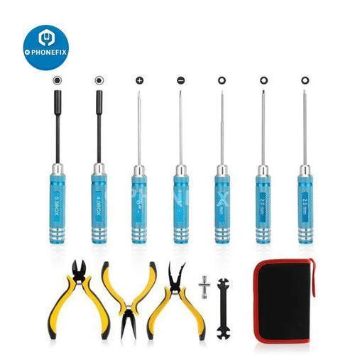All-in-1 professional drone repair tool kit with precision screwdrivers from PHONEFIX, universal hand tools for device maintenance.