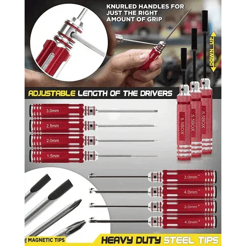All-in-1 professional drone repair tool kit with precision screwdrivers from PHONEFIX, featuring multiple hand tools for device maintenance.