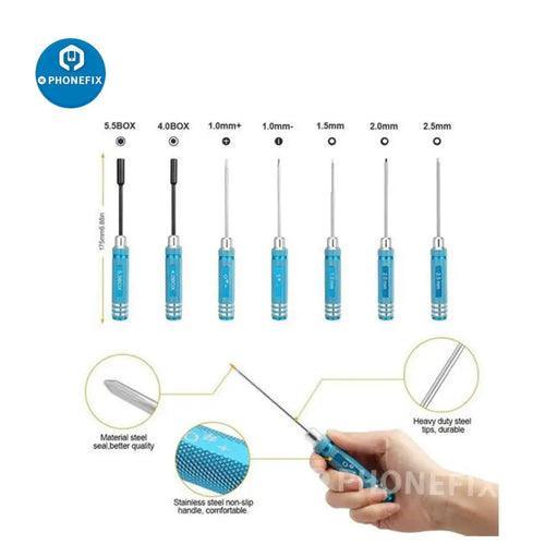 All-in-1 professional drone repair tool kit with precision screwdrivers, universal hand tools by PHONEFIX for electronics repair.