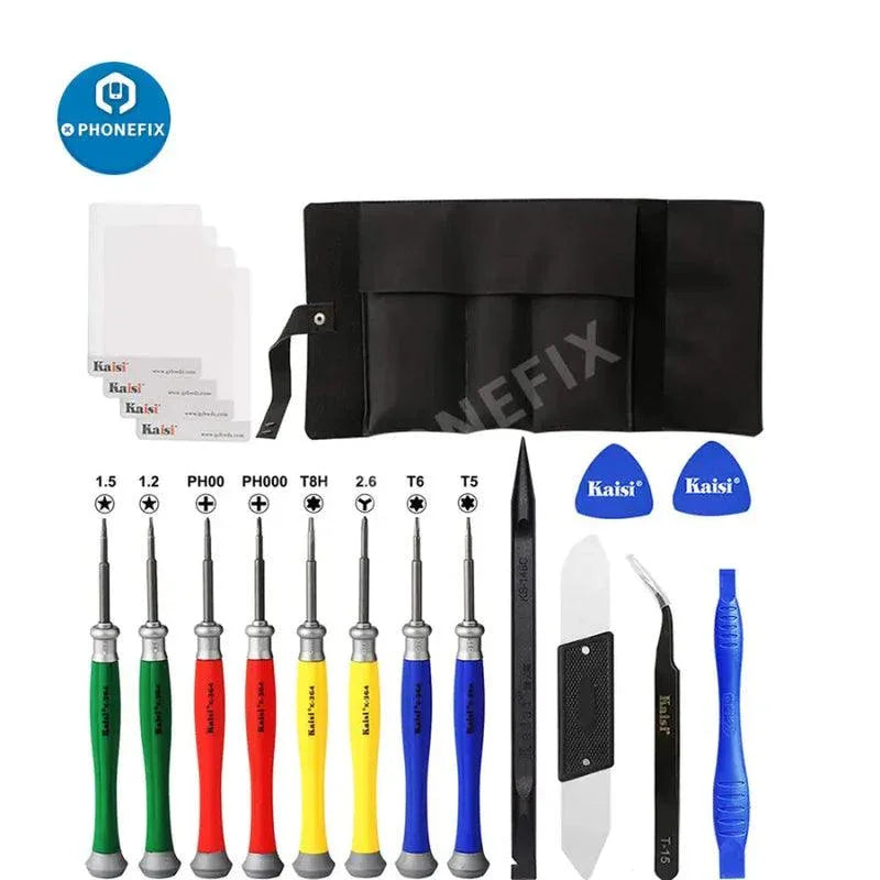 PhoneFix All-In-1 professional cleaning and opening pry set for phone repair, universal hand tools for electronics maintenance.