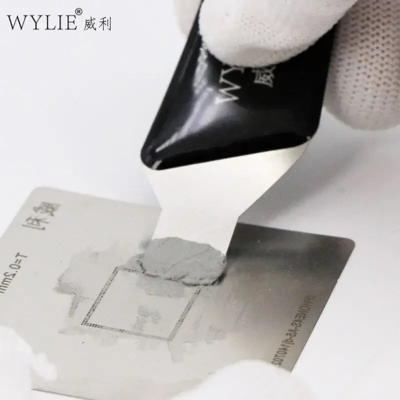 PhoneFix Wylie 2-in-1 BGA disassemble tin scraper and screen glue remover, universal hand tool for electronics repair.