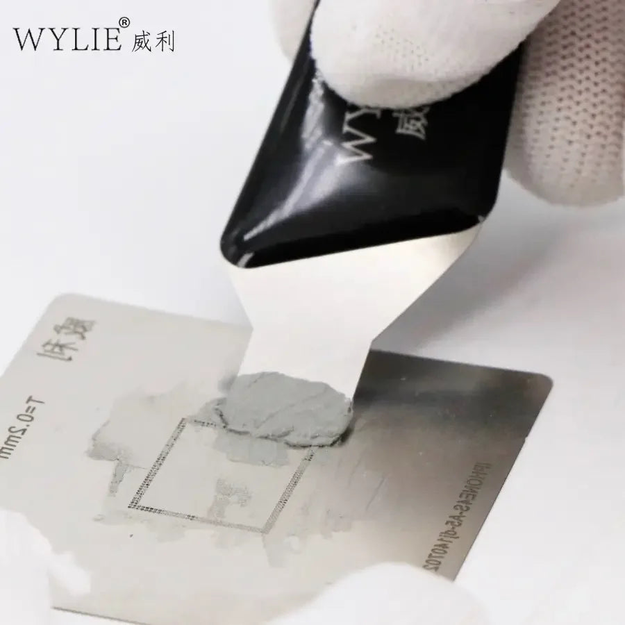PhoneFix Wylie 2-in-1 BGA disassemble tin scraper and screen glue remover, universal hand tool for electronic device repairs.