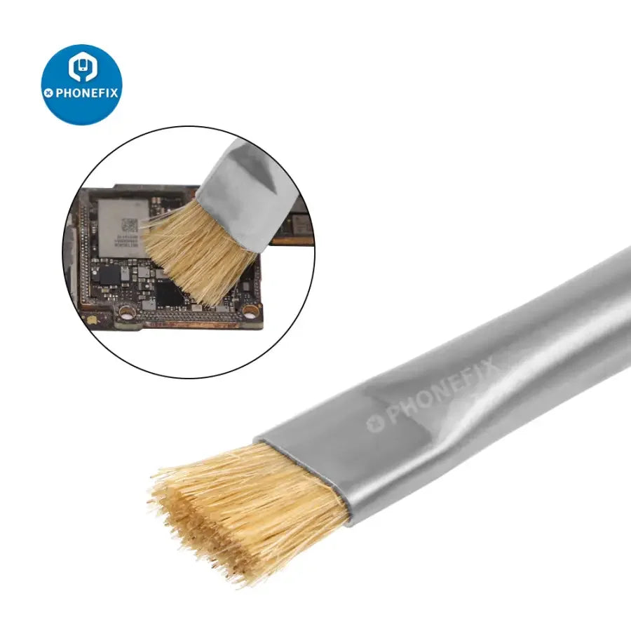 PhoneFix anti-static brush for motherboard cleaning, suitable for phone PCB repair and electronic component maintenance.