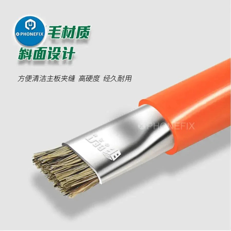 PhoneFix BST-71 anti-static double-head hard brush for PCB BGA repair, universal hand tool for electronics maintenance.