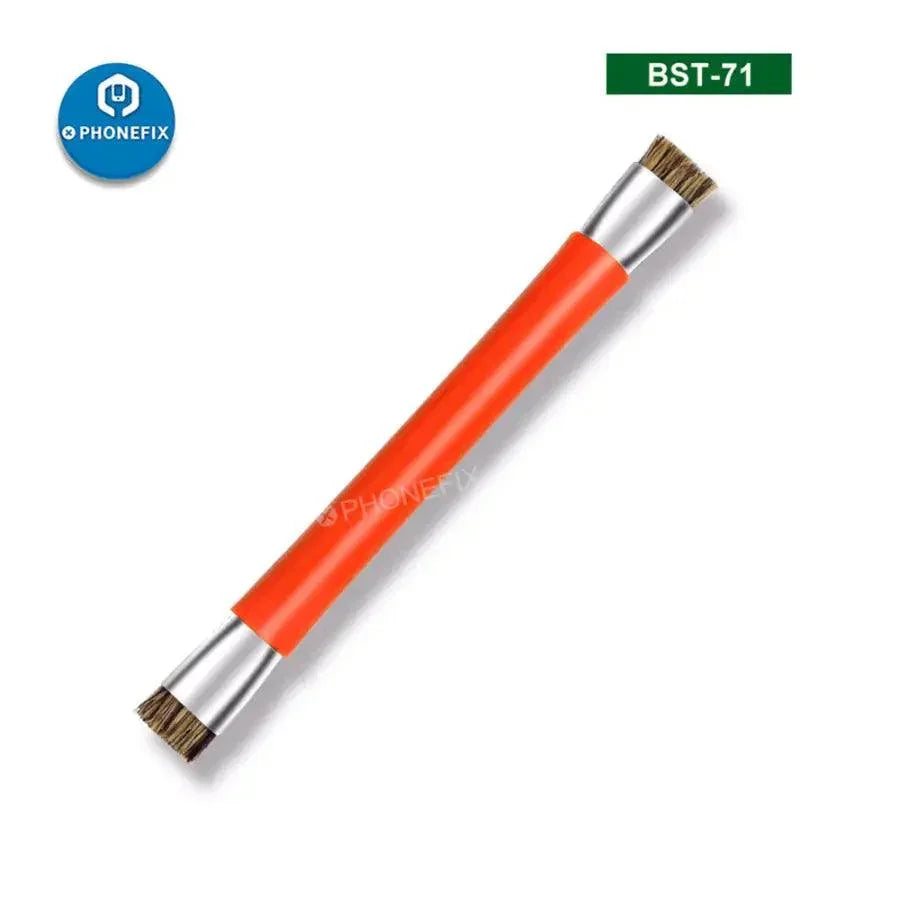 PhoneFix BST-71 anti-static double-head hard brush for PCB BGA repair, universal hand tool for electronics cleaning and maintenance.