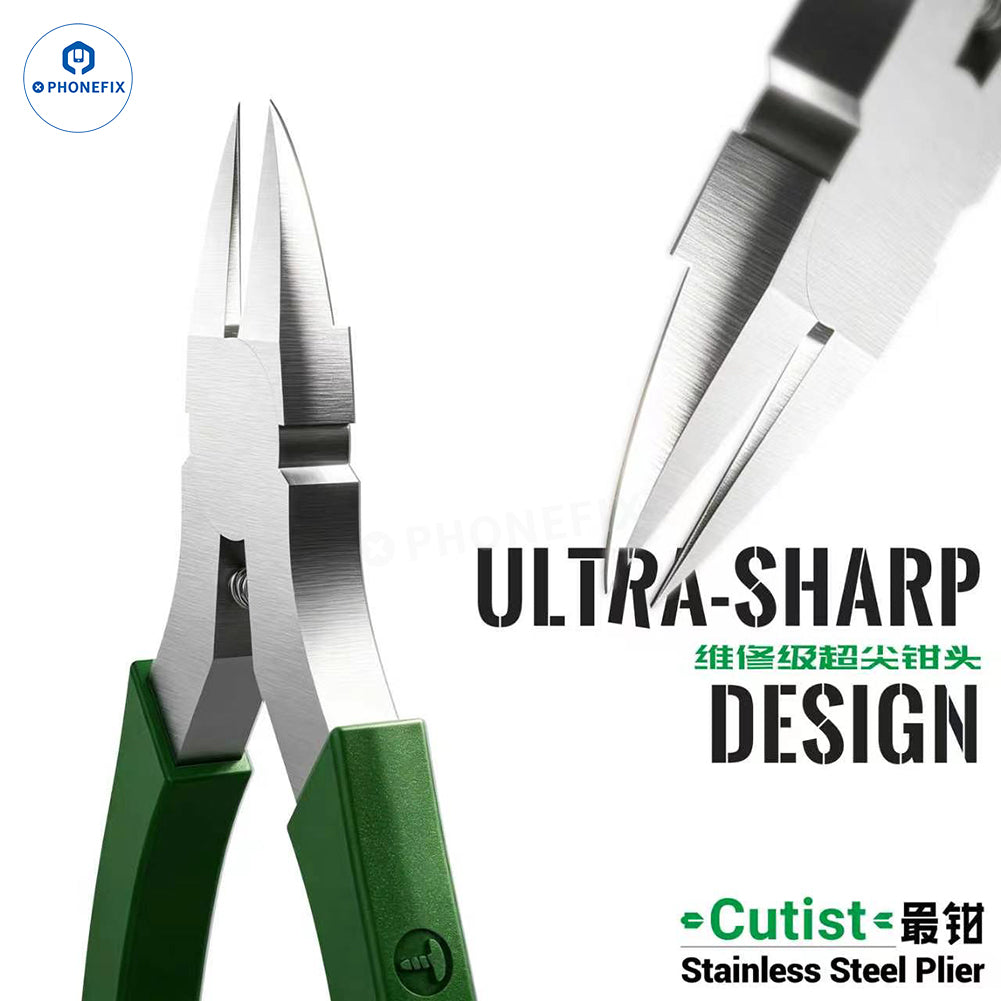 Universal hand tools PHONEFIX CT01 stainless steel cutting pliers for phone repair, showing the sharp cutting edges.