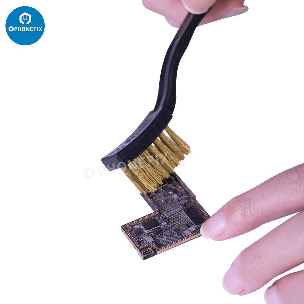 PhoneFix 2-in-1 anti-static steel brushes for phone BGA cleaning and repair, universal hand tools for electronics maintenance.