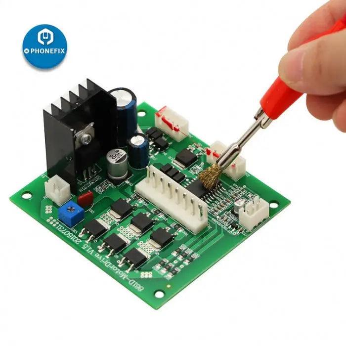 PhoneFix brass wire copper brush for rotary polishing of PCB boards and electronic components in universal hand tools.