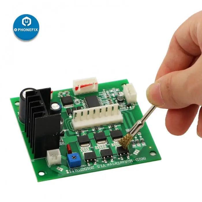 Phonefix brass wire copper brush for rotary polishing of PCB boards and copper wires in universal hand tool applications.