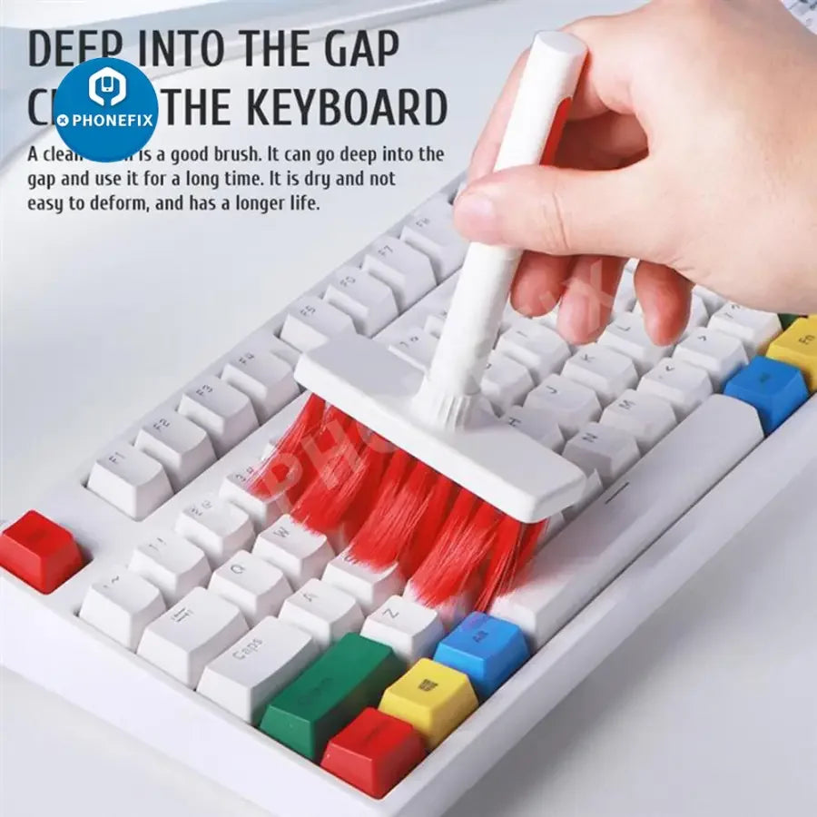 PhoneFix universal cleaning brush and pen kit for keyboards and AirPods Pro, ideal for gentle device cleaning and maintenance.