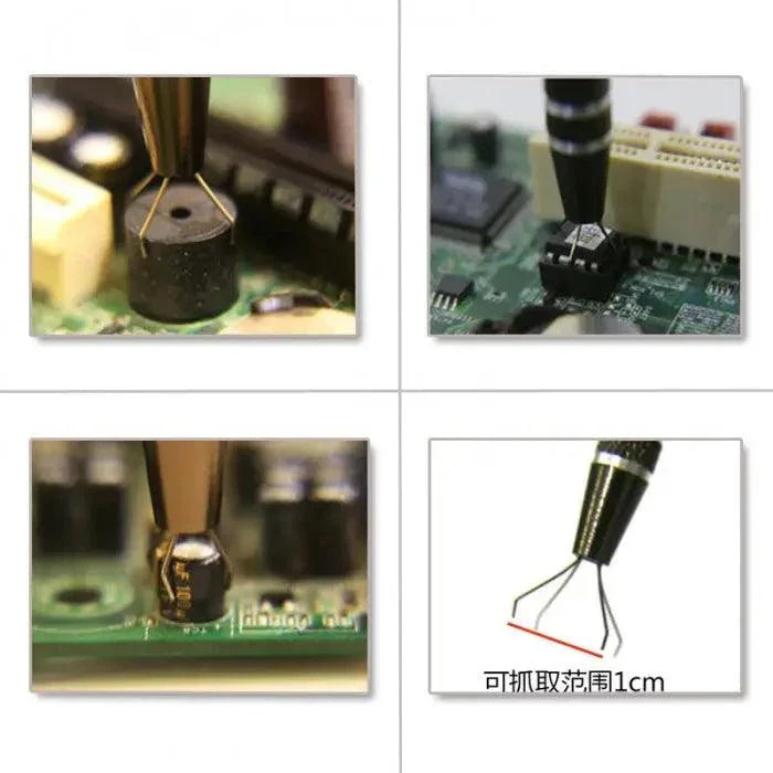 PhoneFix metal IC chip component grabber tool, electrician hand pick-up tool for precise handling of small electronic parts.