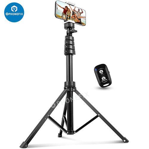 Trípode universal PhoneFIX para cámara de teléfono con control remoto inalámbrico y soporte para cabezal para una fotografía estable con smartphone.