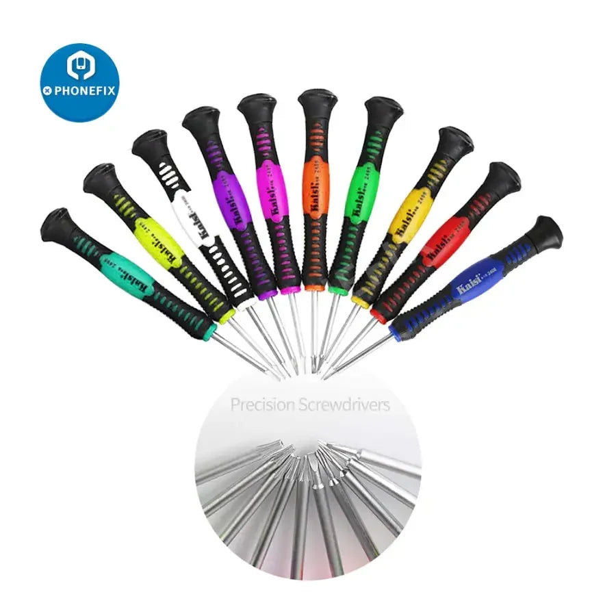 PhoneFix professional screwdriver kit with opening pry tools for phone and tablet repair, featuring various hand tools for electronics.