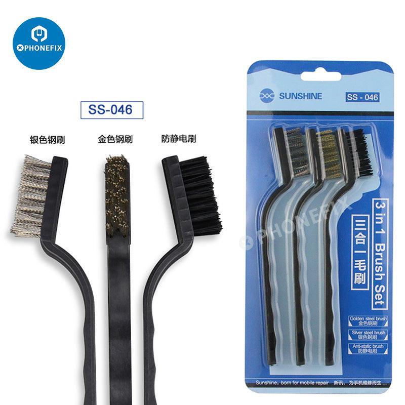 PHONEFIX SUNSHINE SS-046 3 en 1: cepillo de limpieza y kit de reparación de circuitos integrados para teléfonos, herramientas manuales universales para la reparación de productos electrónicos.